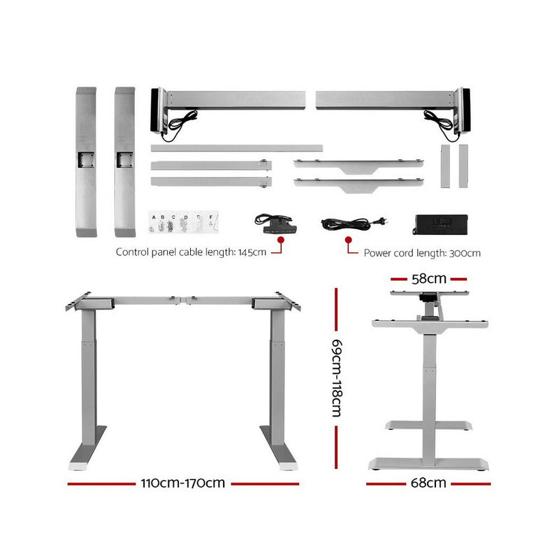 Standing Desk Sit Stand Table Riser Wooden Computer Laptop Desks Motorised Dual Motors 140cm