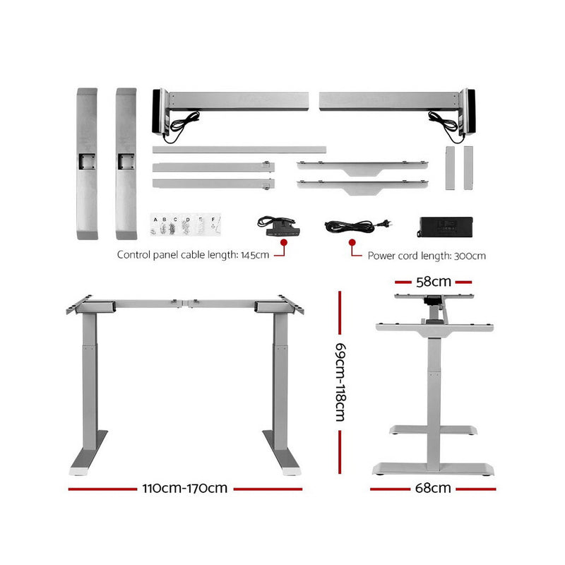 Standing Desk Sit Stand Laptop Computer Table Motorised Electric Dual Motors 140cm