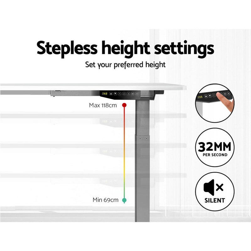 Standing Desk Motorised Height Adjustable Laptop Computer Table Electric Riser Dual Motor 120cm