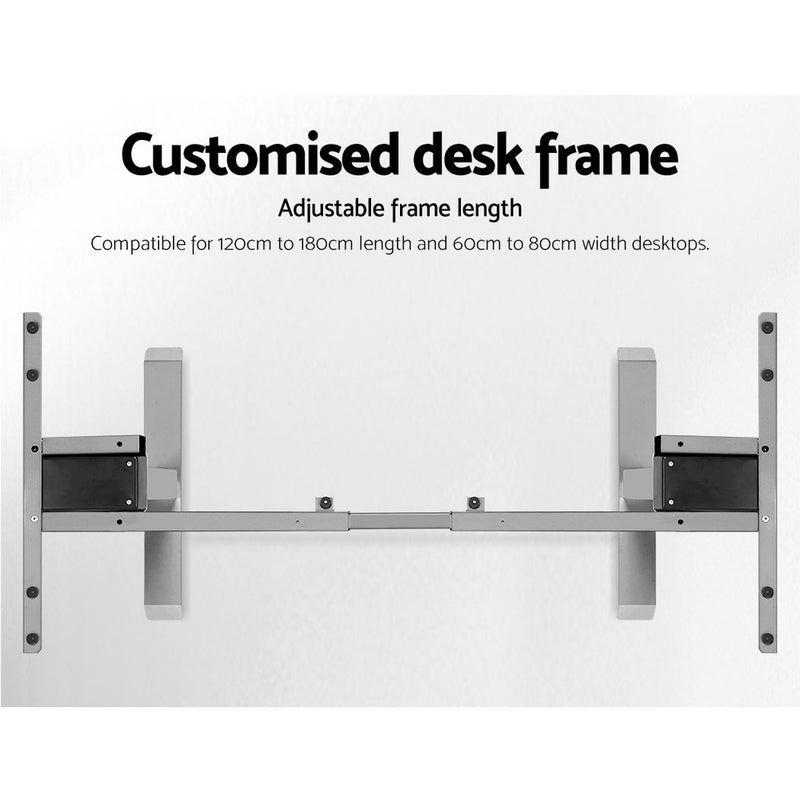 Electric Motorised Height Adjustable Standing Desk - Grey Frame with 160cm White Top