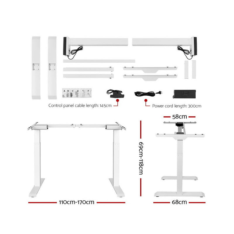 Standing Desk Sit Stand Table Riser Motorised Electric Laptop Computer Desks Dual Motor 120cm