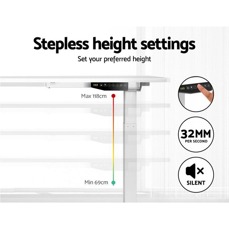 Sit Stand Desk Motorised Electric Computer Laptop Table Riser Office Dual Motor 120cm White