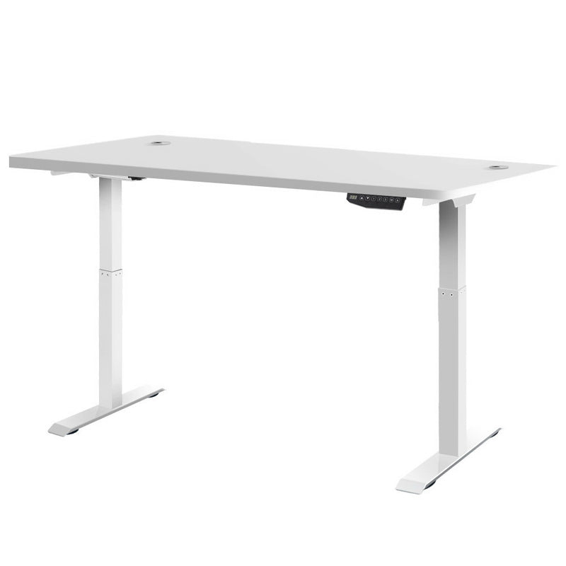 Electric Motorised Height Adjustable Standing Desk - White Frame with 160cm White Top