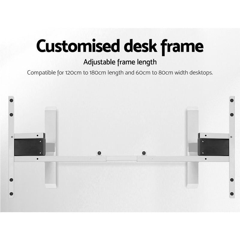 Electric Motorised Height Adjustable Standing Desk - White Frame with 160cm White Top