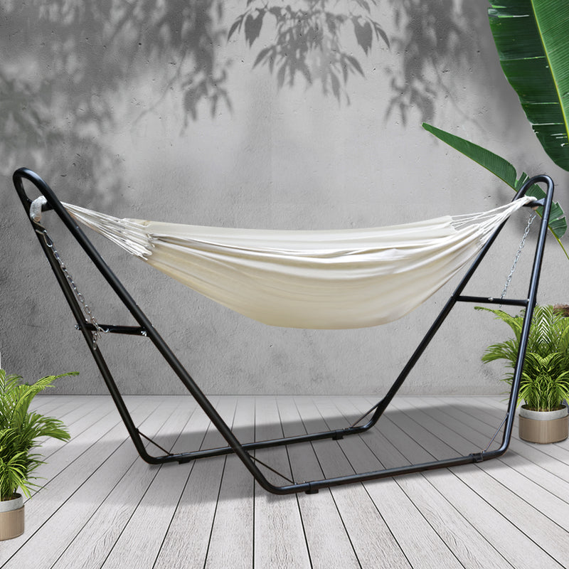 Hammock Bed with Steel Frame Stand - Cream