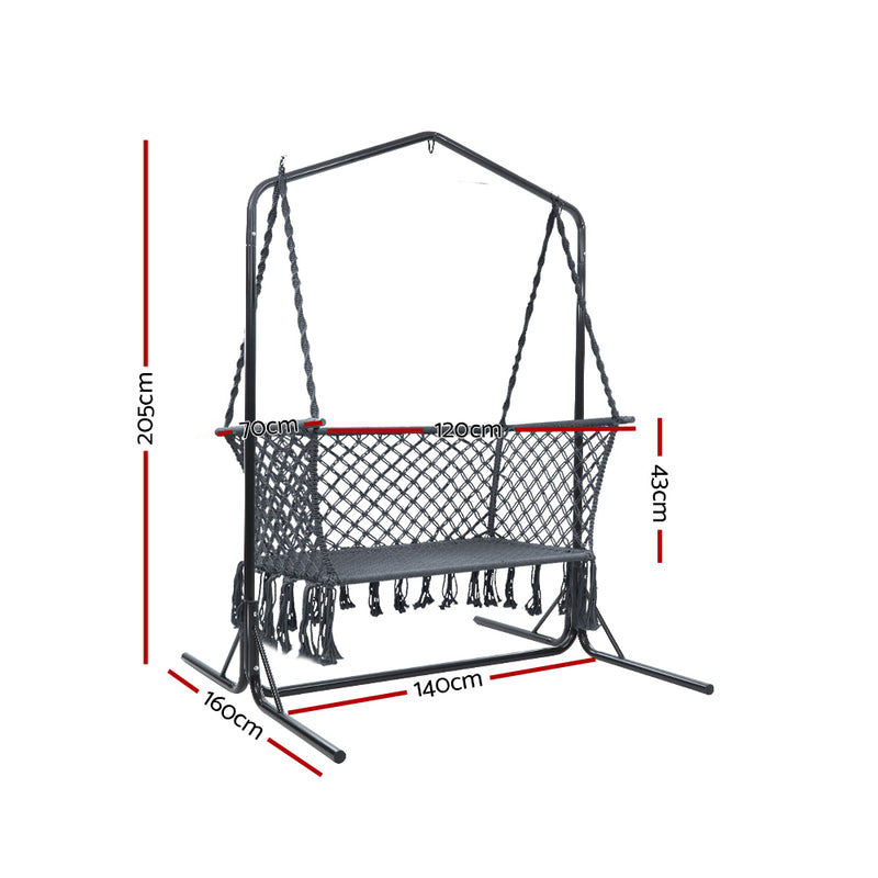 Outdoor Swing Hammock Chair with Stand Frame 2 Seater Bench Furniture