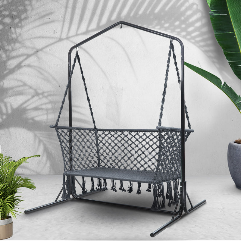 Outdoor Swing Hammock Chair with Stand Frame 2 Seater Bench Furniture