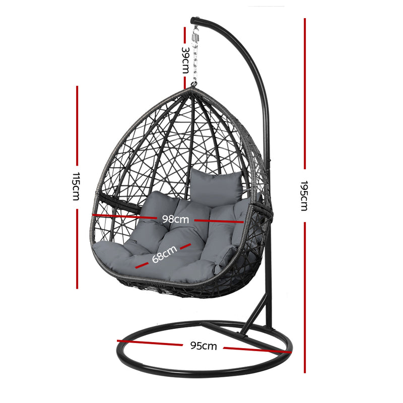 Outdoor Hanging Swing Chair - Black