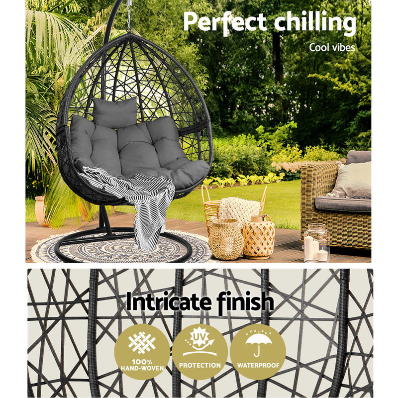 Outdoor Hanging Swing Chair - Black