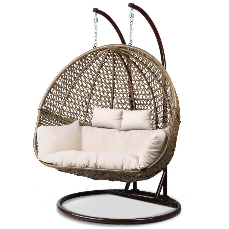 Outdoor Double Hanging Swing Chair - Brown