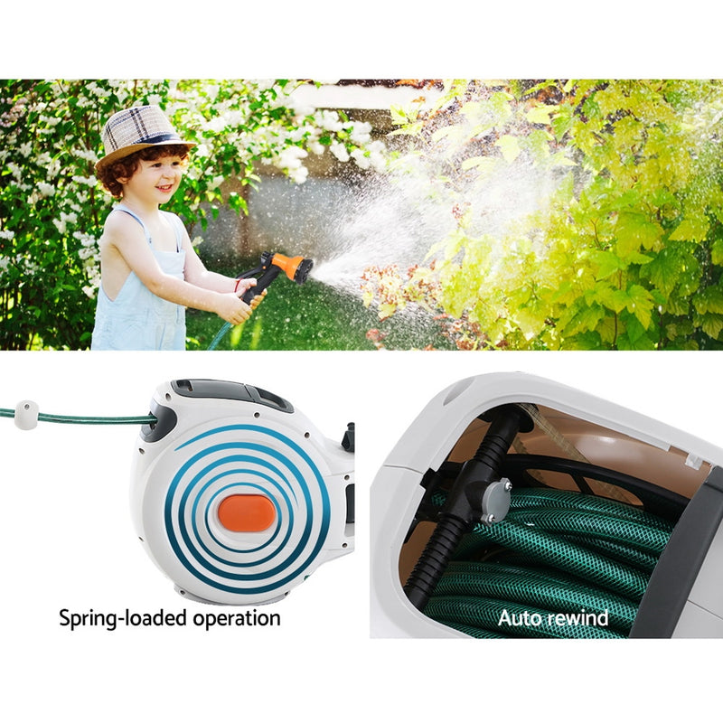 Retractable Hose Reel 20M Garden Water Spray Gun Auto Rewind