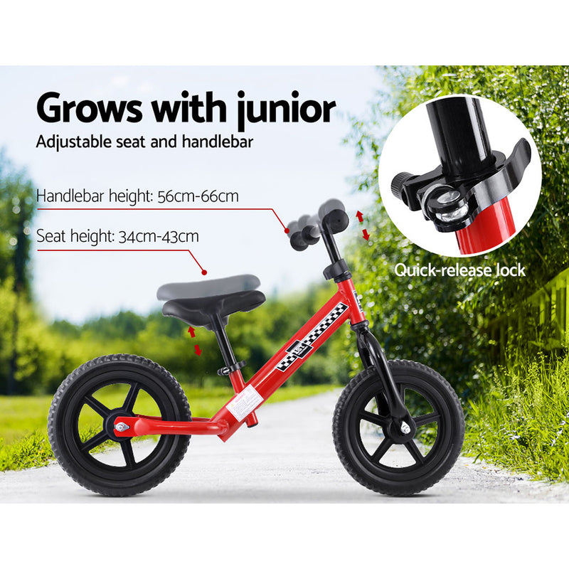 Kids Balance Bike Ride On Toys Puch Bicycle Wheels Toddler Baby 12" Bikes Red