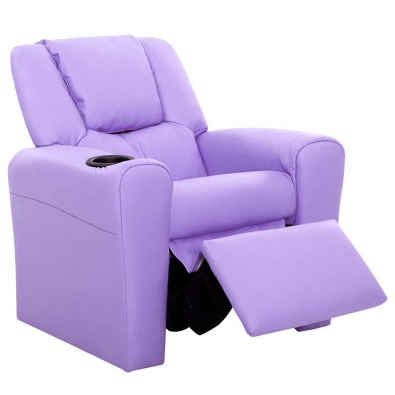 Luxury Kids Recliner Sofa Children Lounge Chair PU Couch Armchair Purple