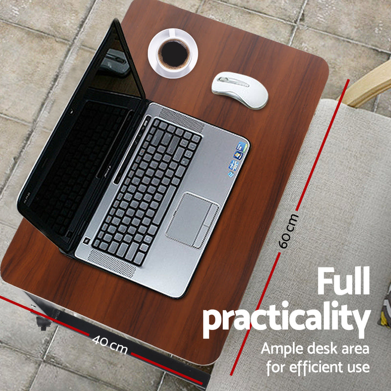 Mobile Twin Laptop Desk - Dark Wood