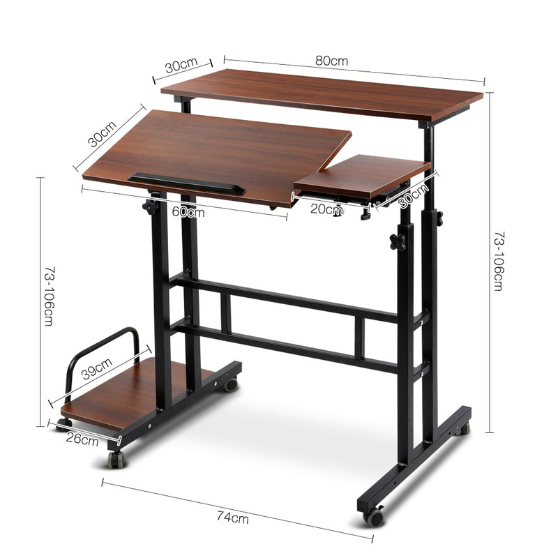 Mobile Twin Laptop Desk - Dark Wood