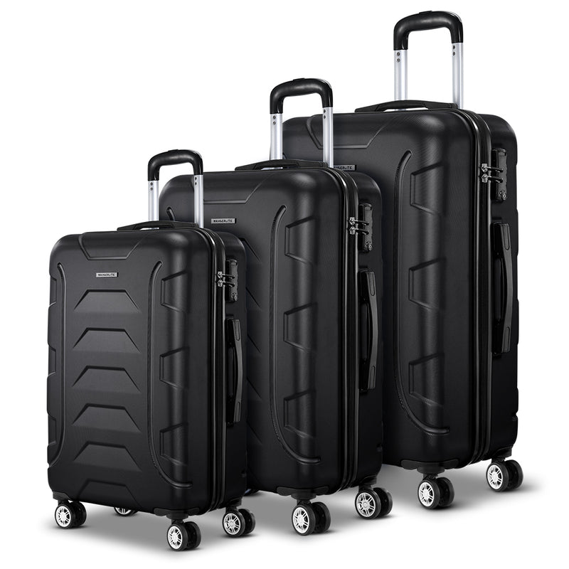 3PCS Carry On Luggage Sets Suitcase TSA Travel Hard Case Lightweight Black