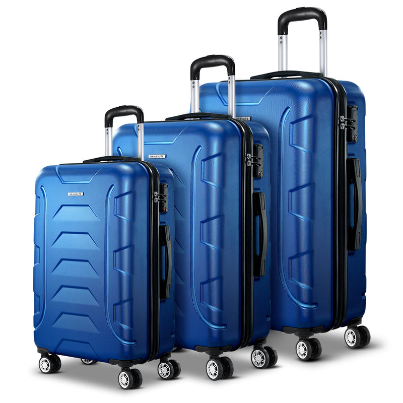 3PCS Carry On Luggage Sets Suitcase TSA Travel Hard Case Lightweight Blue