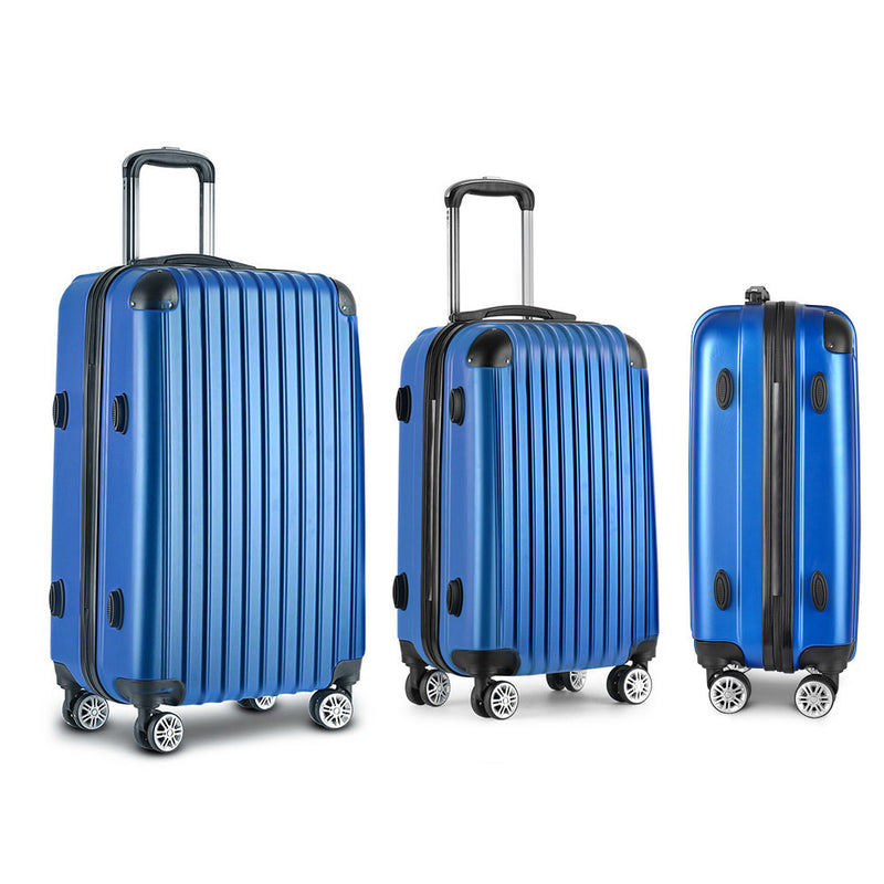 3 Piece Lightweight Hard Suit Case Luggage Blue