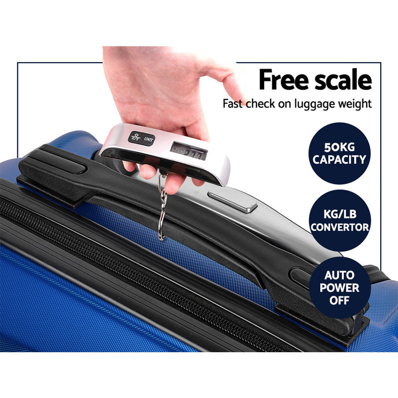 3 Piece Lightweight Hard Suit Case Luggage Navy