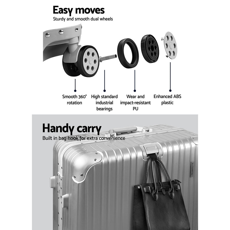 28" Aluminium Luggage Trolley - Silver