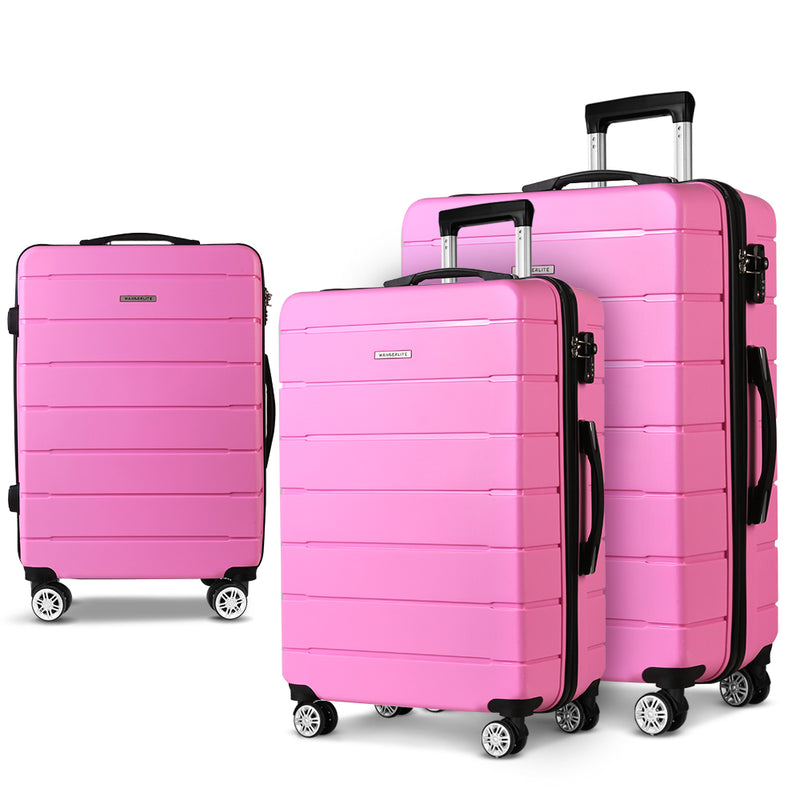 3PC Luggage Suitcase Trolley - Pink