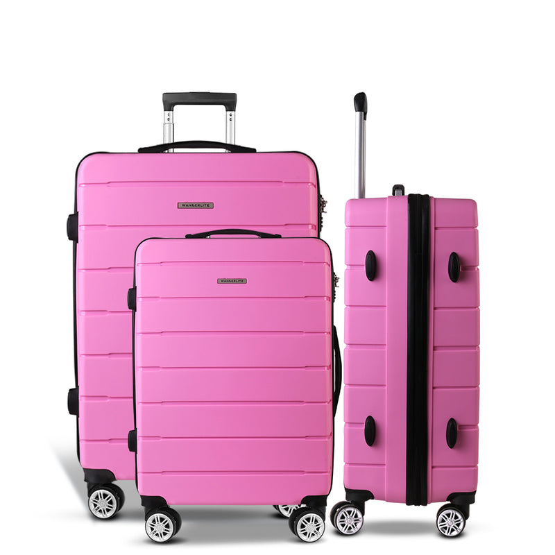 3PC Luggage Suitcase Trolley - Pink