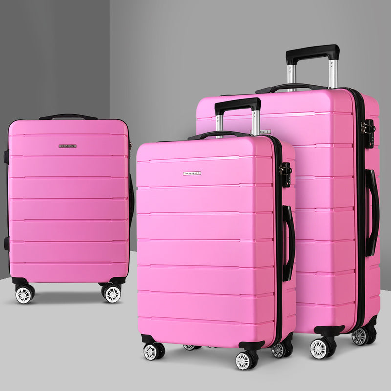 3PC Luggage Suitcase Trolley - Pink