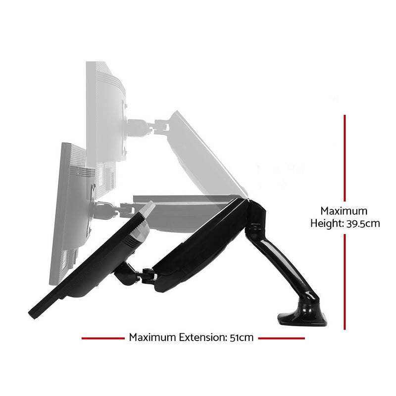 2 Arms Adjustable Monitor Screen Holder - Black