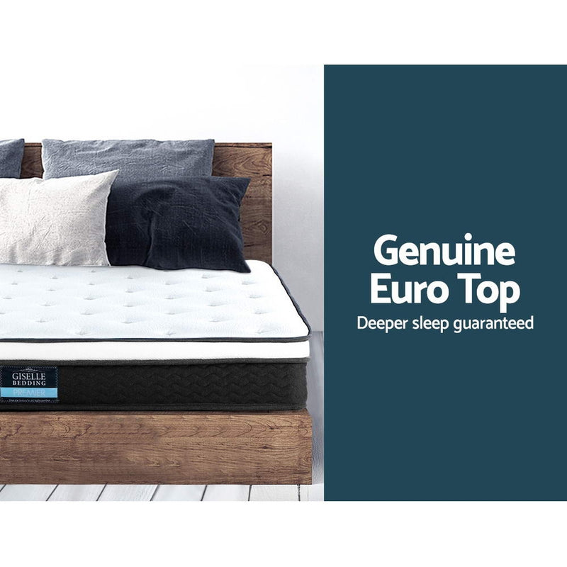 Giselle Bedding King Size Mattress Euro Top Bed Bonnell Spring Foam 21cm