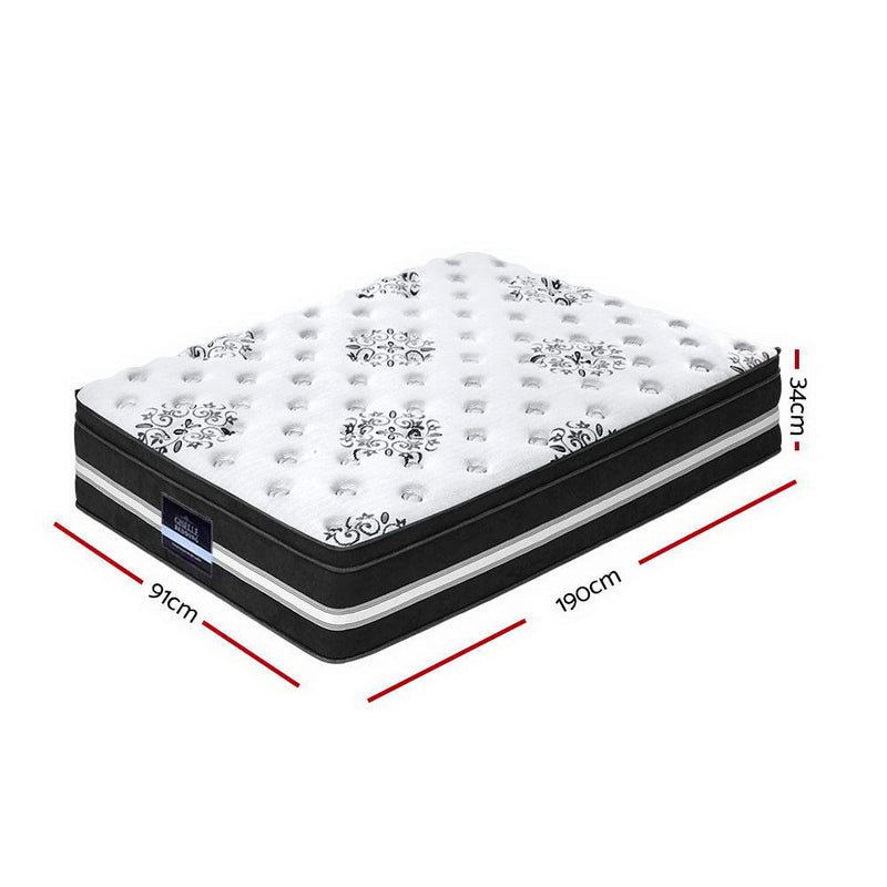 Giselle Bedding Single Size Mattress Bed COOL GEL Memory Foam Euro Top Pocket Spring 34cm