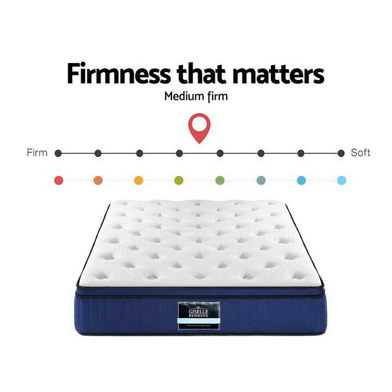 Giselle Bedding Queen Size Mattress 7 Zone Euro Top Pocket Spring Cool Gel Memory Foam 34cm