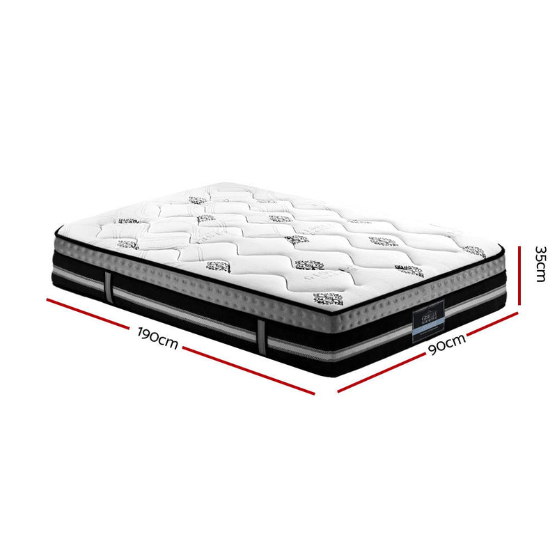 Giselle 35cm Single Size Mattress Bed 7 Zone Pocket Spring Cool Gel Foam Medium Firm