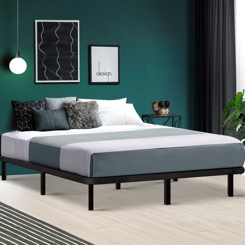 Queen Size Metal Bed Base - Black