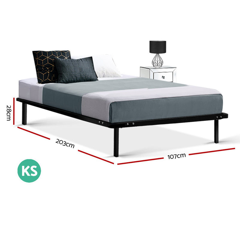 King Single Size Metal Bed Frame - Black