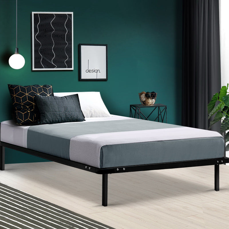 King Single Size Metal Bed Frame - Black