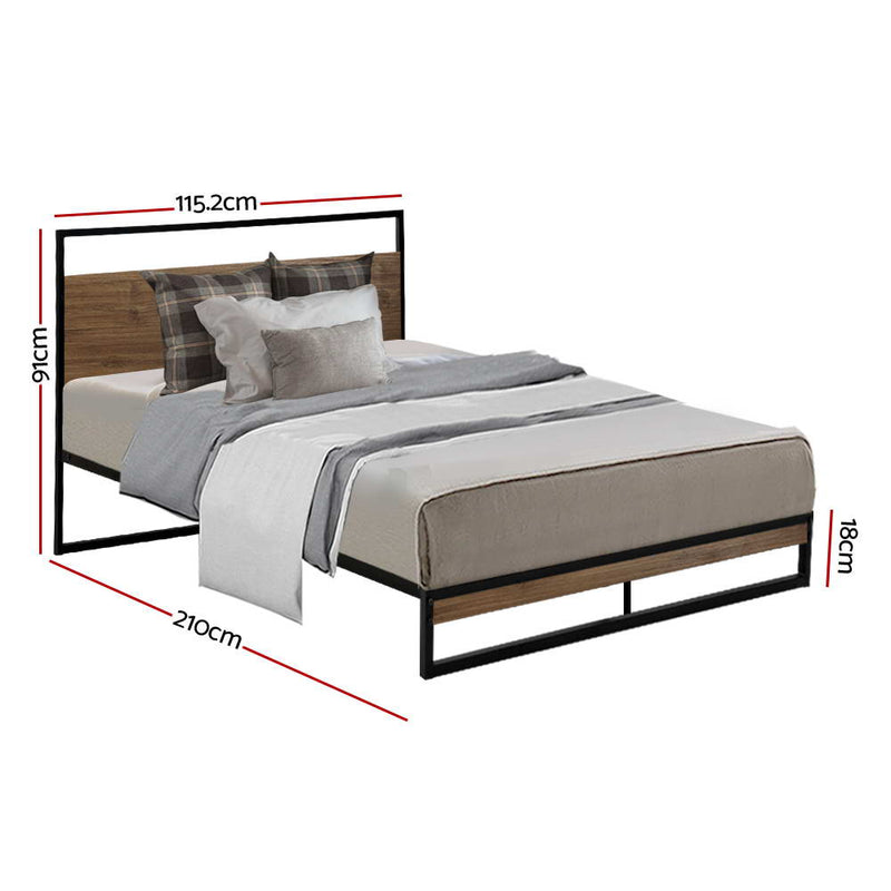 Metal Bed Frame King Single Size Mattress Base Platform Foundation Black Dane