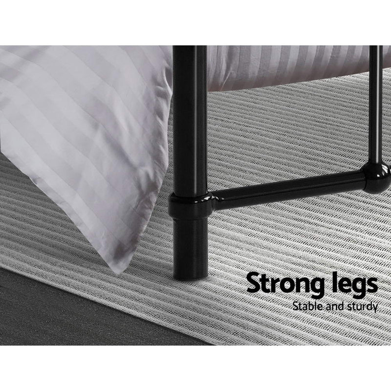 Metal Bed Frame King Single Size Platform Foundation Mattress Base Leo Black