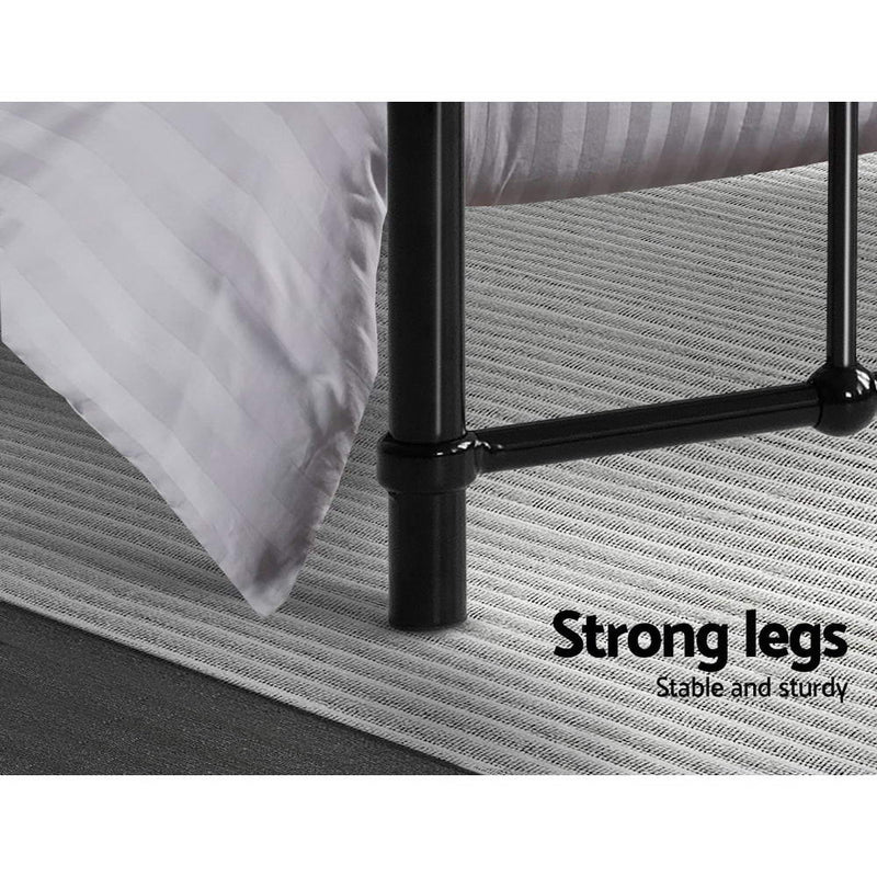 Metal Bed Frame Single Size Platform Foundation Mattress Base Leo Black