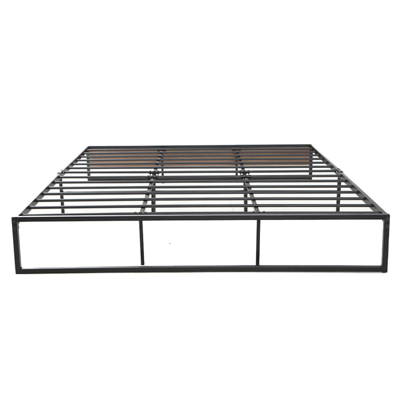 Metal Bed Frame King Size Mattress Base Platform Foundation Wooden Black OSLO