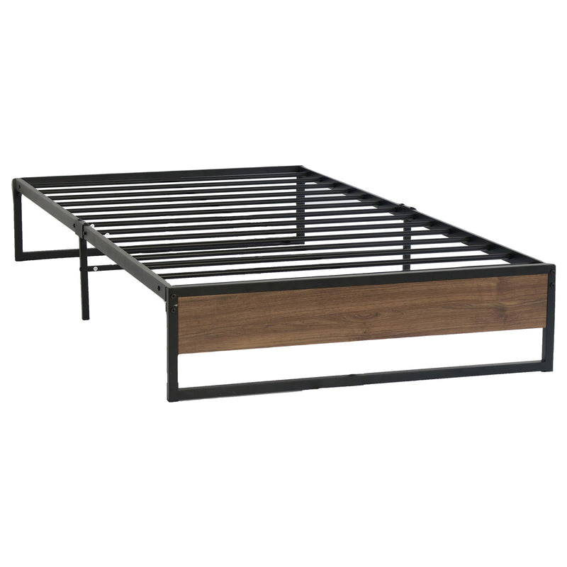 Metal Bed Frame Single Size Mattress Base Platform Foundation Wooden Black OSLO