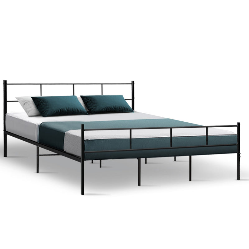 Metal Bed Frame King Size Platform Foundation Mattress Base SOL Black