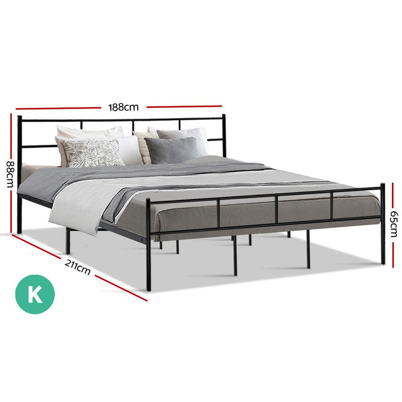 Metal Bed Frame King Size Platform Foundation Mattress Base SOL Black