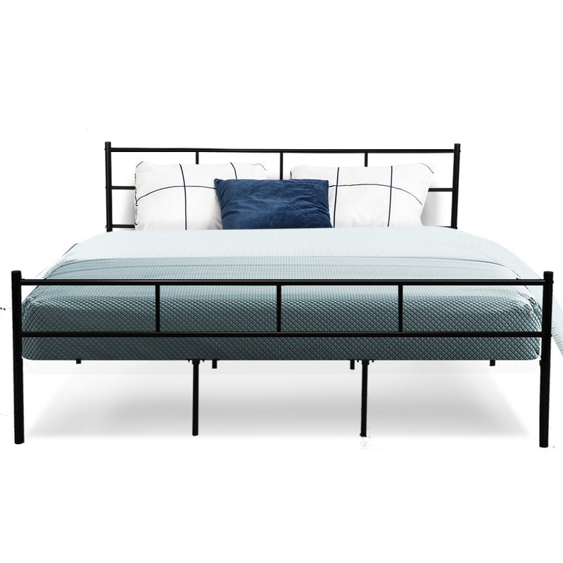 Metal Bed Frame King Size Platform Foundation Mattress Base SOL Black