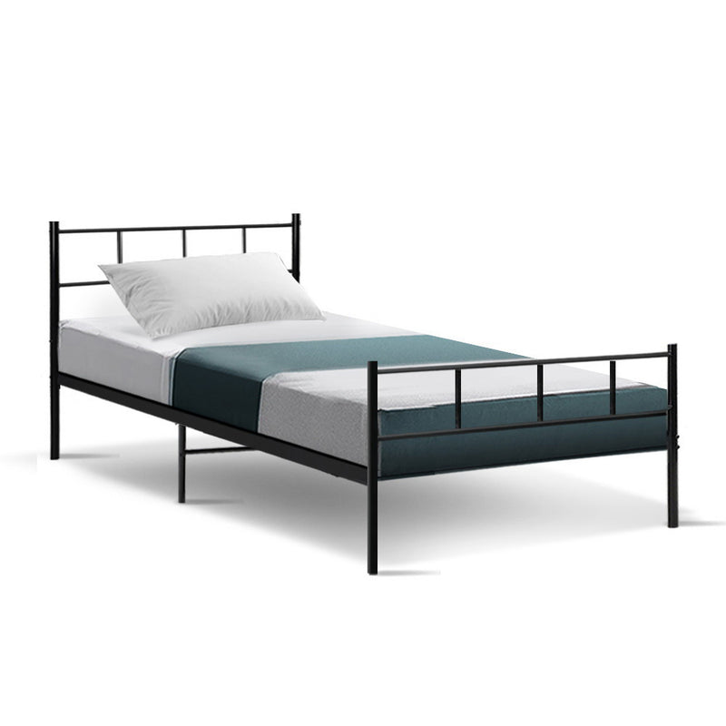 Metal Bed Frame Single Size Platform Foundation Mattress Base SOL Black