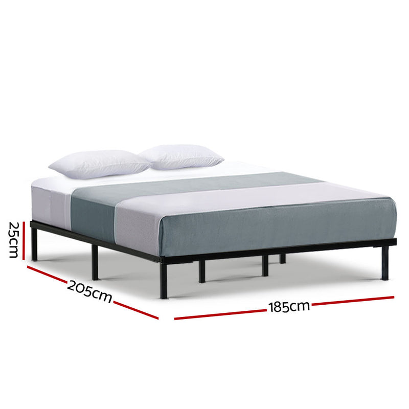 Metal Bed Frame King Size Mattress Base Platform Foundation Wooden Black TED