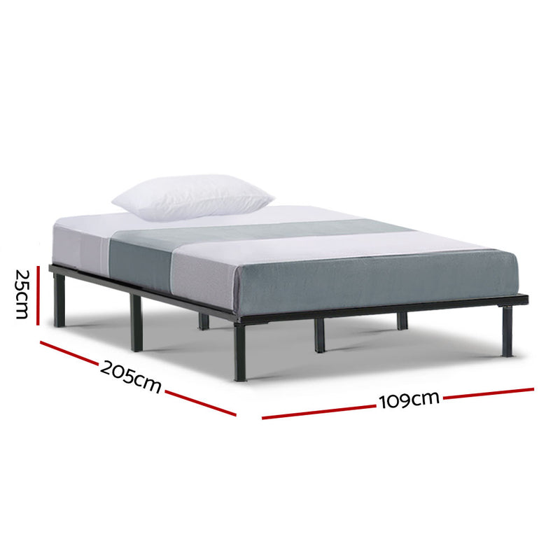 Metal Bed Frame King Single Size Mattress Base Platform Wooden Black TED