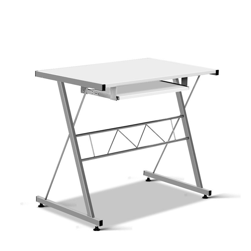 Corner Metal Pull Out Table Desk - White