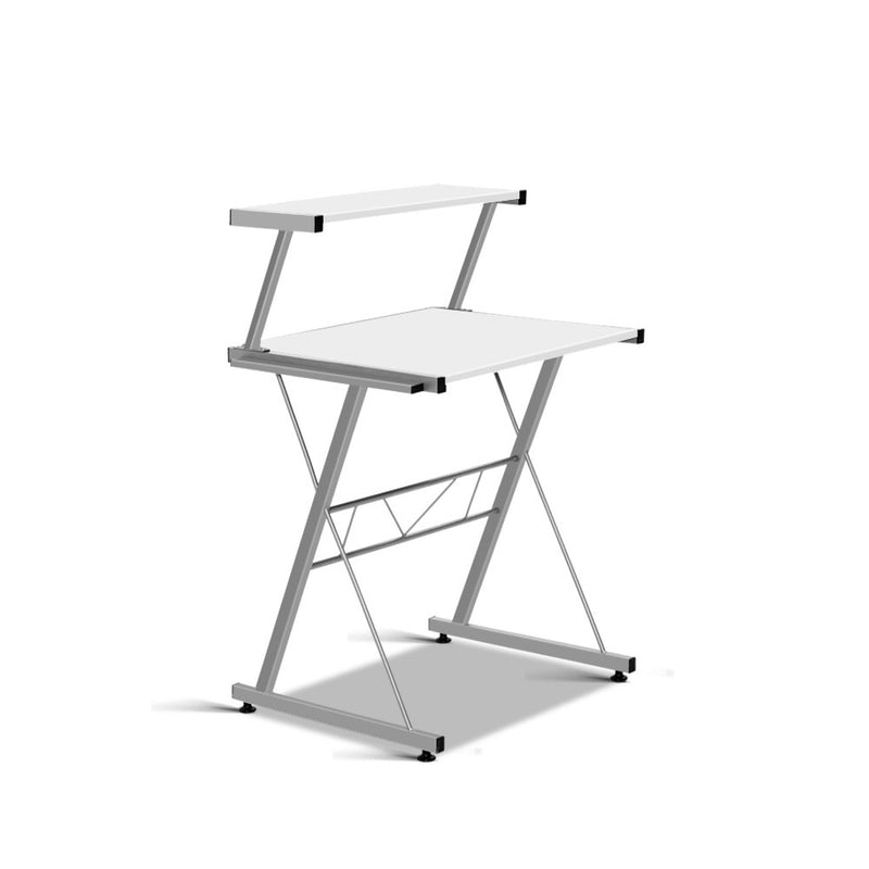 Corner Metal Pull Out Table Desk - White