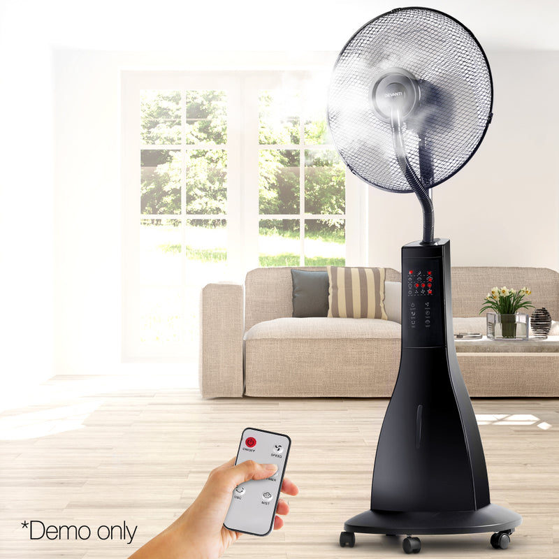 Devanti Portable Misting Fan with Remote Control - Black