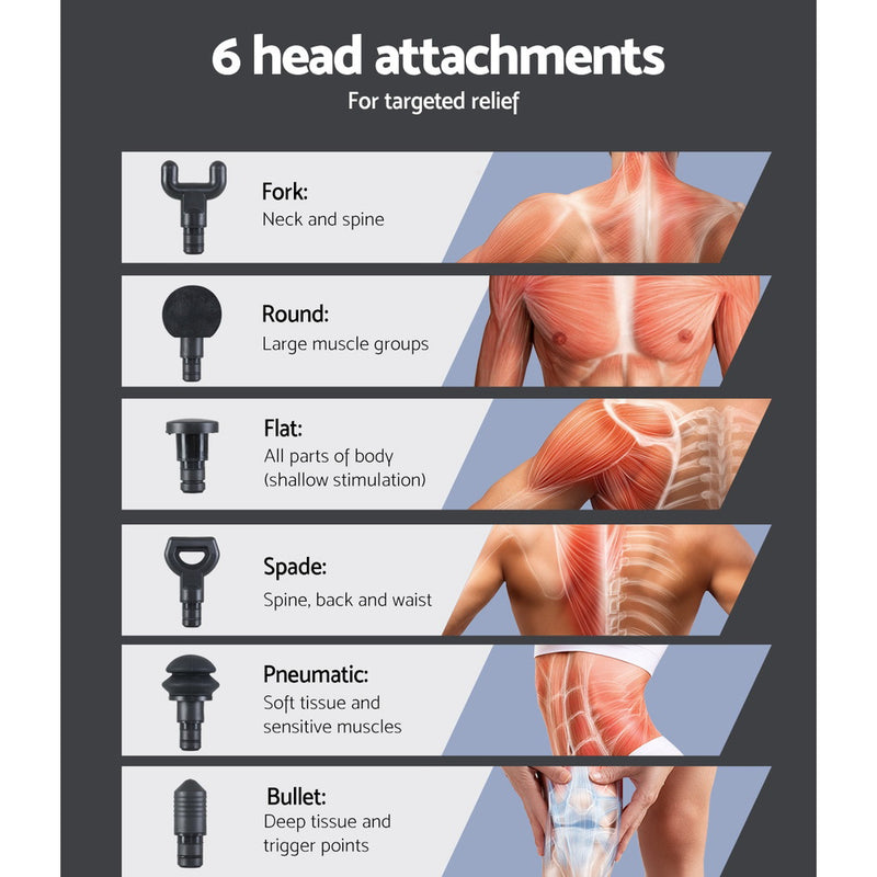 Massage Gun Electric LCD Massager Muscle Tissue 6 Heads Percussion Therapy AU